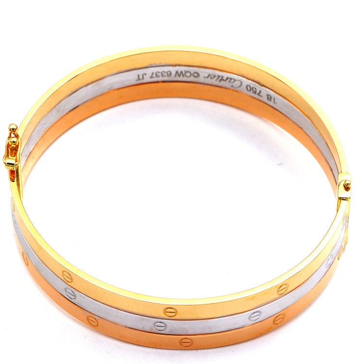 Real Gold Trinity Bangle GZJCT (Size 19) BLZ0079/1 BA1591
