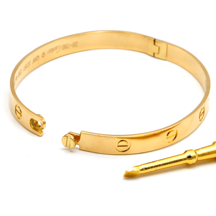 Real Gold Solid Screw Bangle GZJCTBLZ0209 - (SIZE 21) BA1559