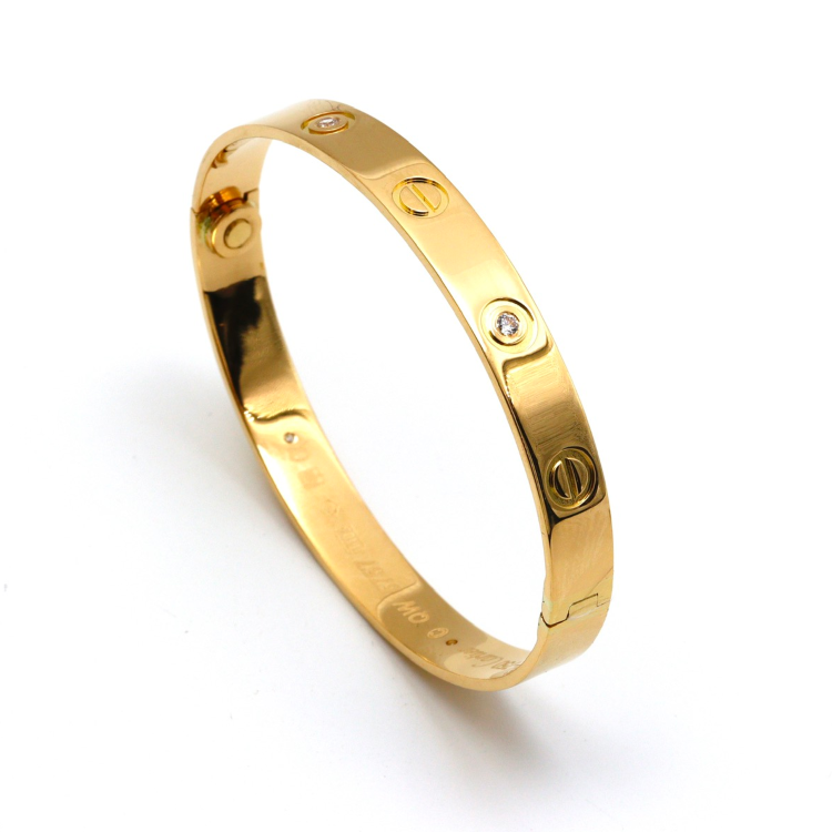 Real Gold GZCR Solid Screw Stone Bangle BLZ 0209/1 (SIZE 18) A BA1416