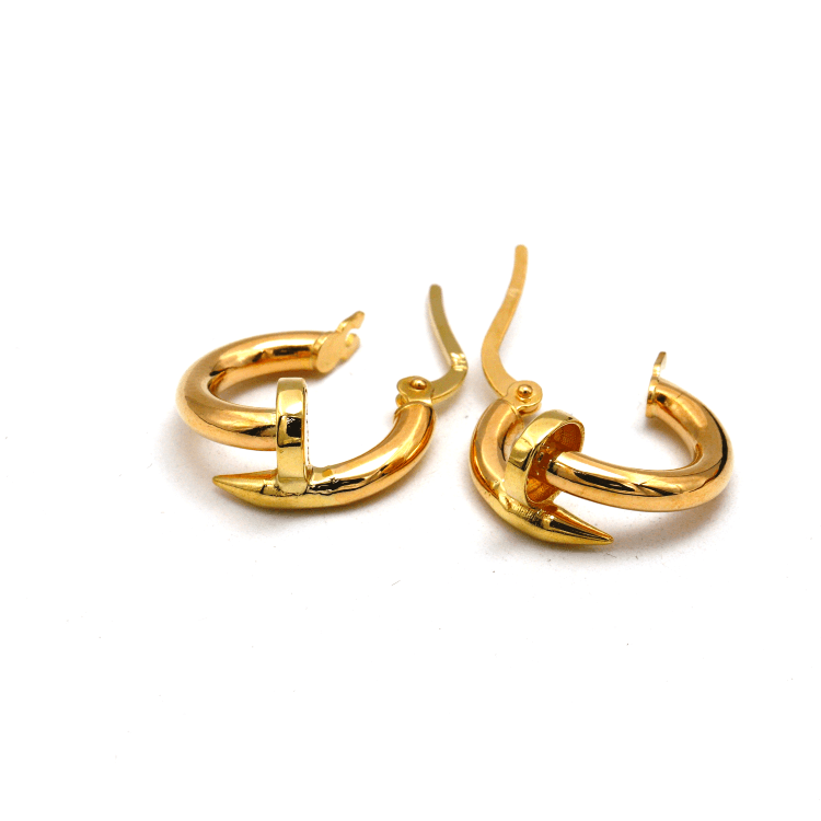 Real Gold Nail Earring Set - Style GZJCT0551-I, Design E1836