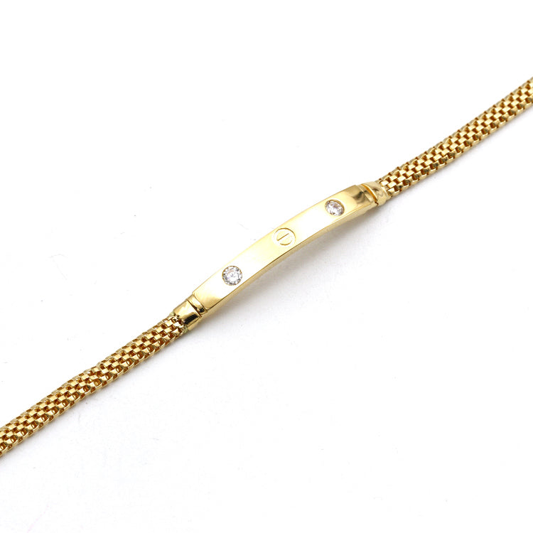 Real Gold Stone Plain Chain Thick Unisex Bracelet (17 C.M) - Model GZJCT 4919 BR1751