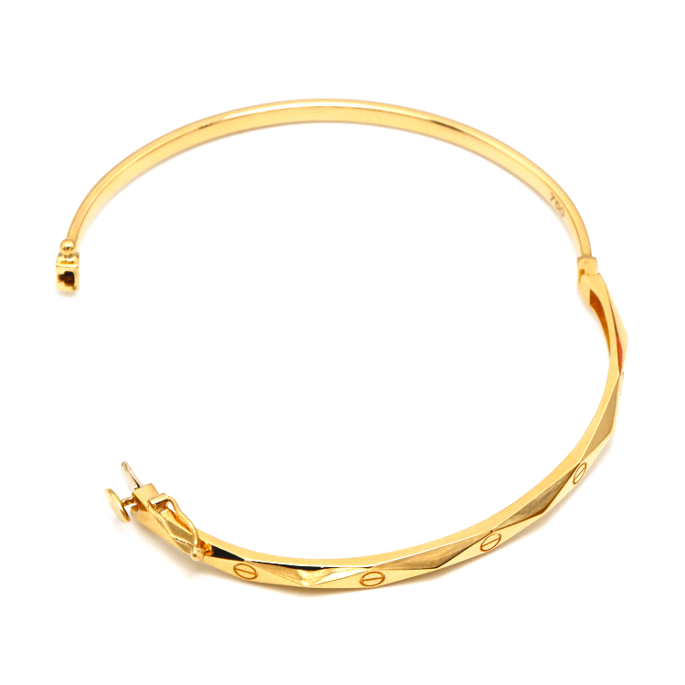Real Gold Embossed Screw Twisted Bangle GZJCT3323 - (SIZE 19) BA1554