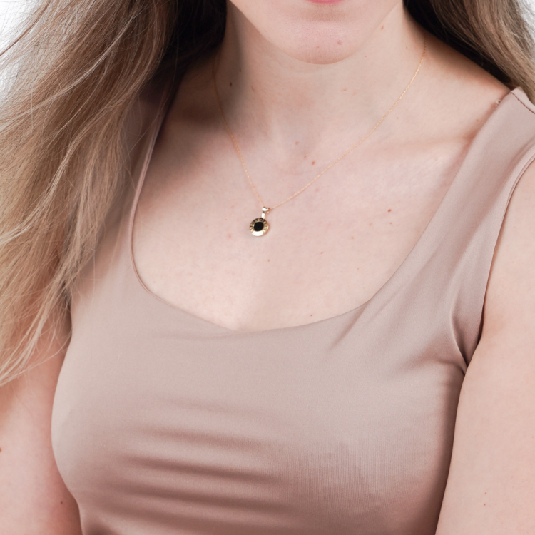 Real Gold GZBV Round Black Luxury Necklace 0060/1KU CWP 1824