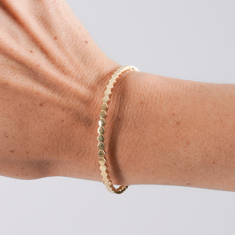Real Gold Hexagon Bangle 0400 (Size 17 - 18) BA1302