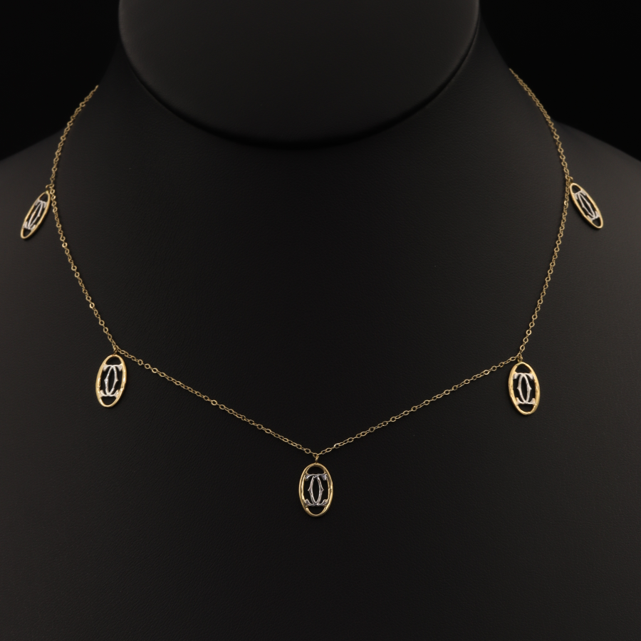 Real Gold CH 2 Color Dangler Necklace - 18K Gold Jewelry