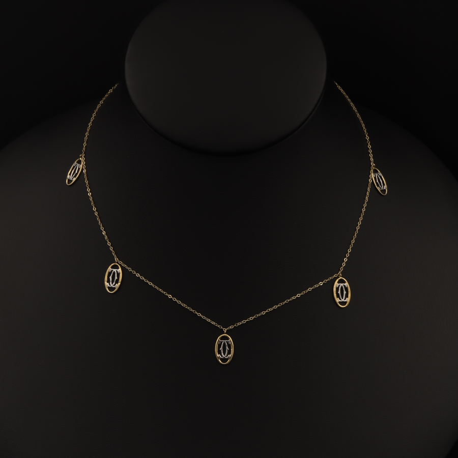 Real Gold CH 2 Color Dangler Necklace - 18K Gold Jewelry