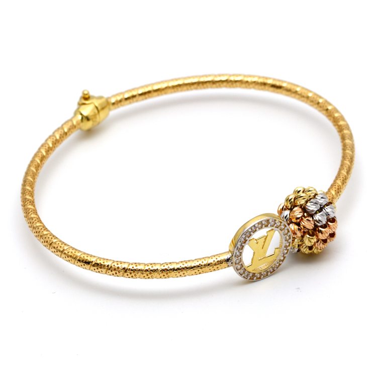 Real Gold LV Bangle A (SIZE 16) BA1147 - 18K Gold Jewelry