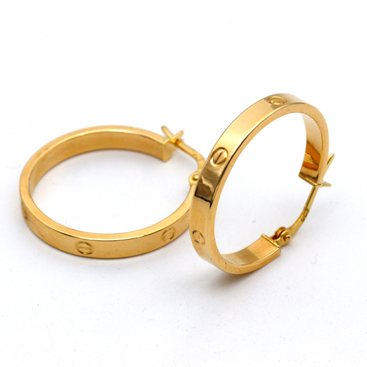 Real Gold Round GZCR Large Clip Earring Set 5854 E1741