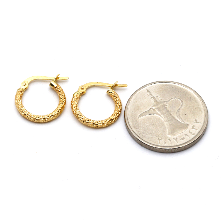 Real Gold Sparkling Round Hoop Earring Set - Style 5530, Design E1748