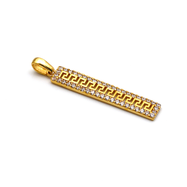 Real Gold Maze Hoop Luxury Stone Bar Pendant 0106 P 1783