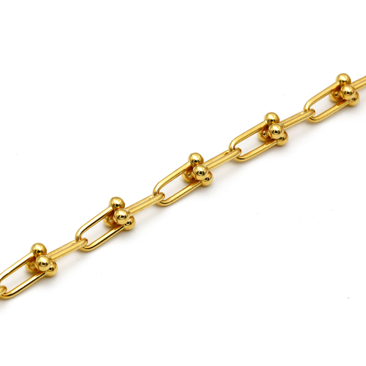 Real Gold GZTF Hardware With Real TF Lock Solid Chain Bracelet 0372 (18 C.M) BR1553