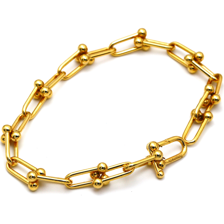 Real Gold GZTF Hardware With Real TF Lock Solid Chain Bracelet 0372 (19 C.M) BR1467