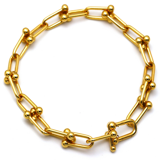 Real Gold GZTF Hardware With Real TF Lock Solid Chain Bracelet 0372 (17 C.M) BR1588