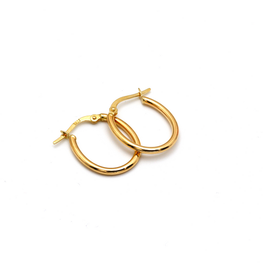 Real Gold Oval Plain Small Loop Earring Set 5359 E1775