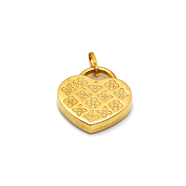 Real Gold GZLV Luxury Heart 2 Side 3D Pendant 0500/2KU P 1820