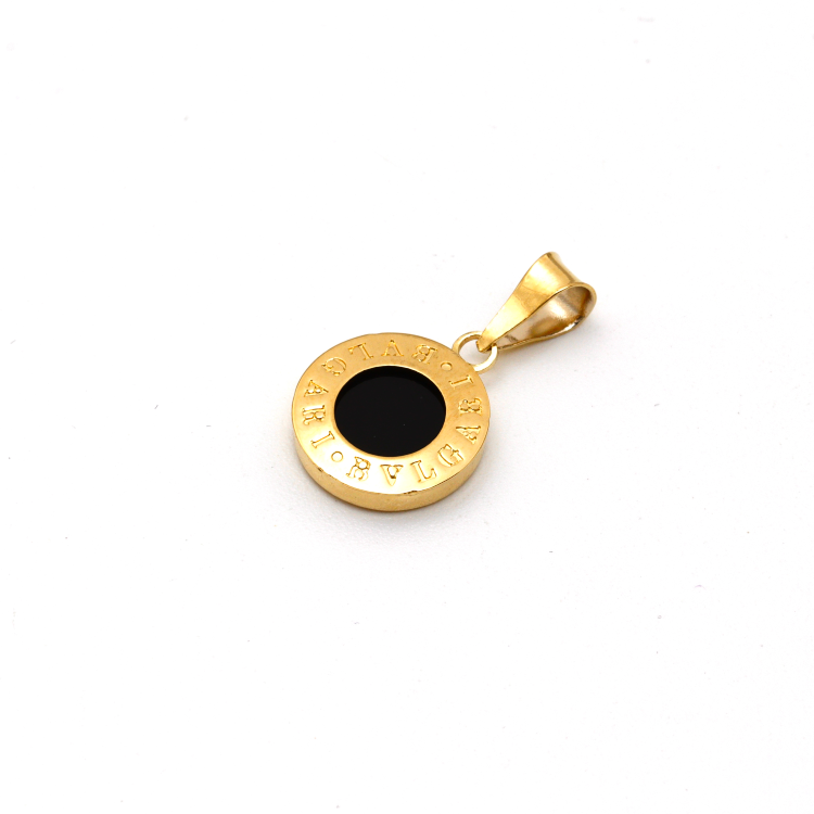 Real Gold GZBV Round Black Luxury Pendant Necklace 0060/1KU P 1824