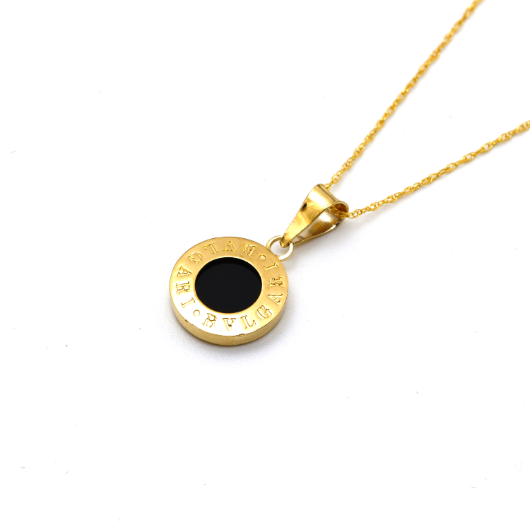 Real Gold GZBV Round Black Luxury Necklace 0060/1KU CWP 1824