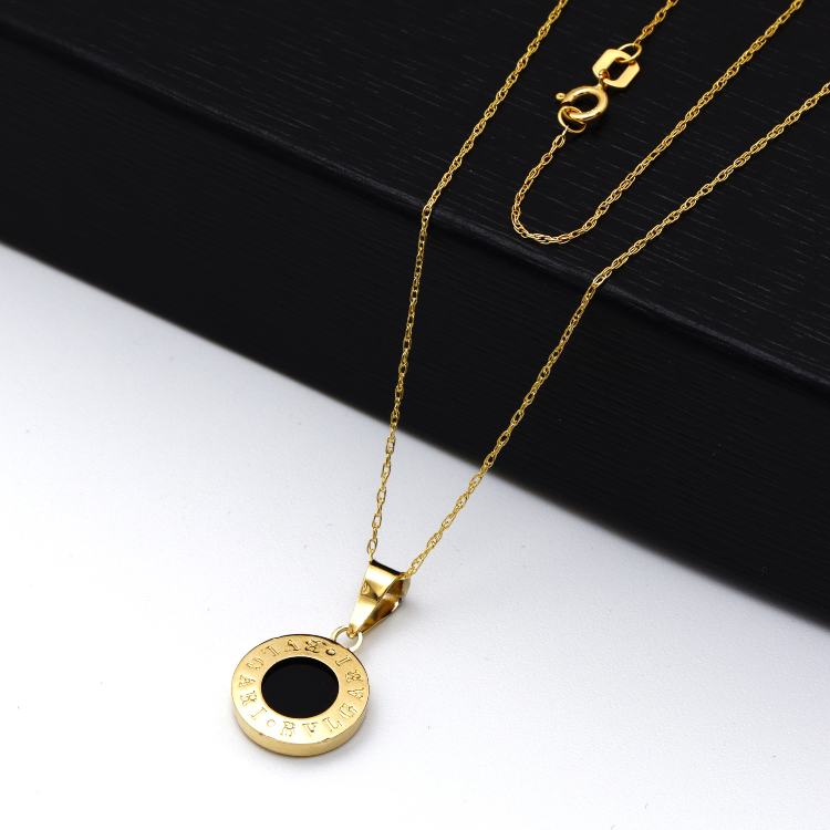 Real Gold GZBV Round Black Luxury Necklace 0060/1KU CWP 1824