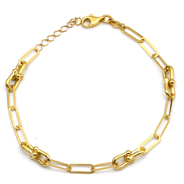 Real Gold GZTF Paper Clip Hardware Adjustable Size Bracelet 4381 BR1522