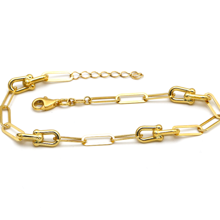 Real Gold GZTF Paper Clip Hardware Adjustable Size Bracelet 4381 BR1522