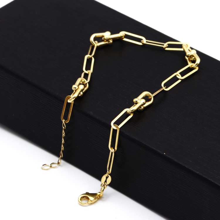 Real Gold GZTF Paper Clip Hardware Adjustable Size Bracelet 4381 BR1522