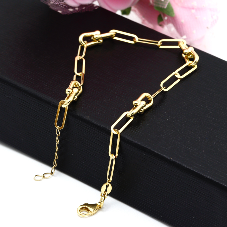 Real Gold GZTF Paper Clip Hardware Adjustable Size Bracelet 4381 BR1522