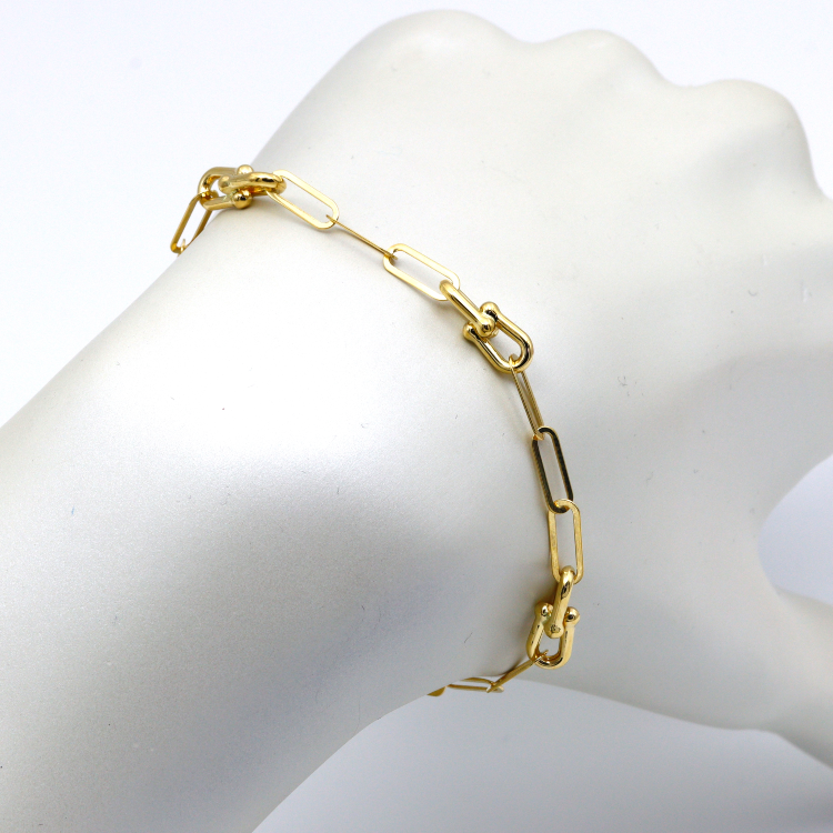 Real Gold GZTF Paper Clip Hardware Adjustable Size Bracelet 4381 BR1522