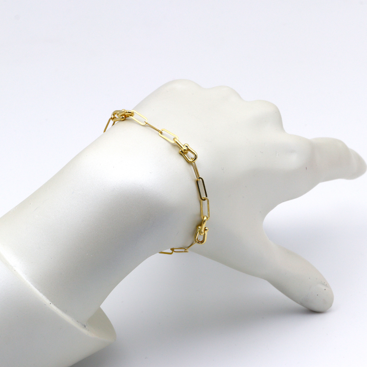 Real Gold GZTF Paper Clip Hardware Adjustable Size Bracelet 4381 BR1522