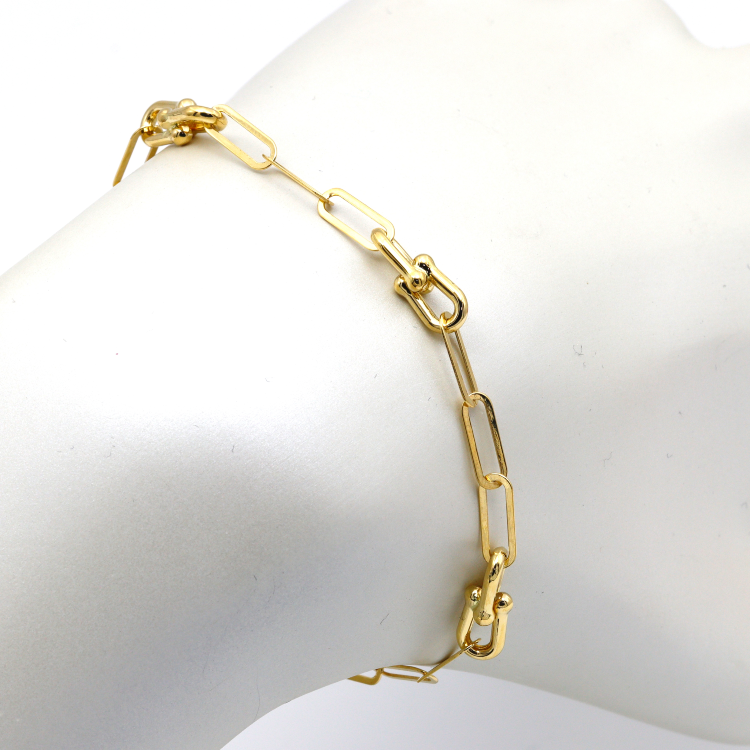 Real Gold GZTF Paper Clip Hardware Adjustable Size Bracelet 4381 BR1522