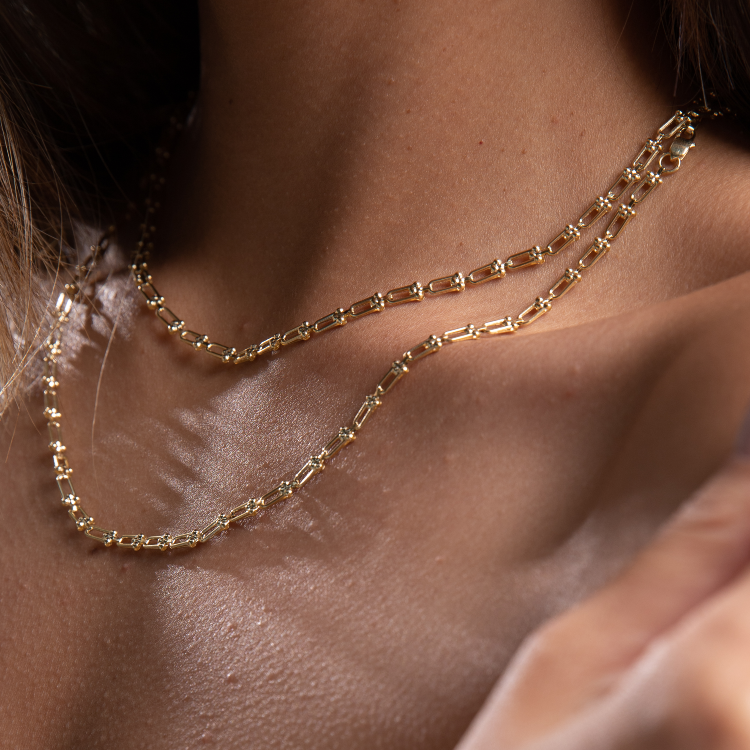 Real Gold GZTF Hardware Solid Chain Necklace 4566 (50 C.M) CH1219