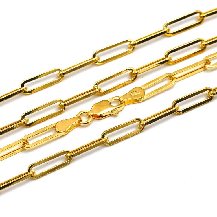 Real Gold Paper Clip Chain Necklace 0758 (50 C.M) CH1205