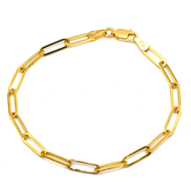 Real Gold Paper Clip Chain Bracelet 0758 (19 C.M) BR1561