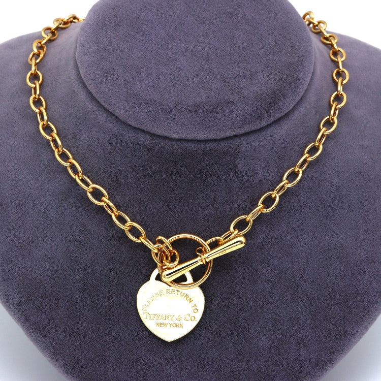 Real Gold GZTF Heart Dangler Link Chain Necklace 0046-1KL A N1387