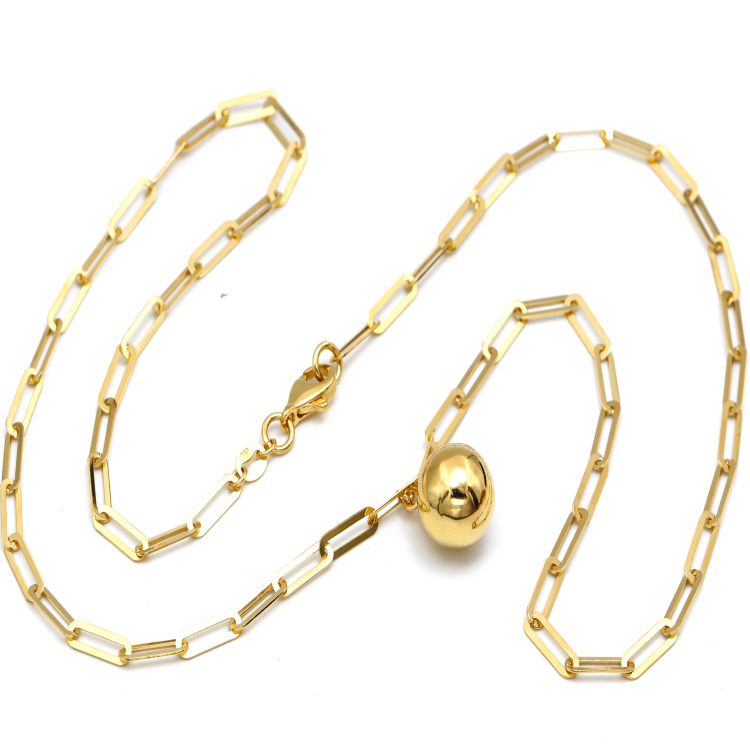 Real Gold 10 MM Ball Full Paper Clip Chain Necklace 1333 N1393