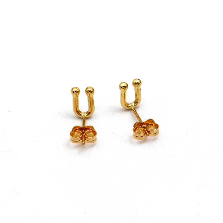 Real Gold 3D GZTF Hardware Small U Link Stud Earring Set E1852