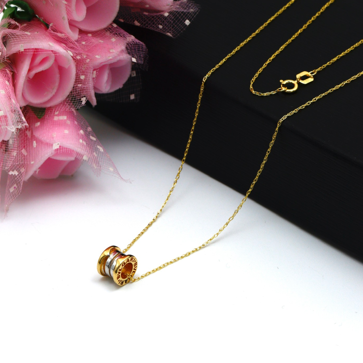 Real Gold GZBV 2 Color Small Round Roller Necklace 0159-YM A CWP 1868
