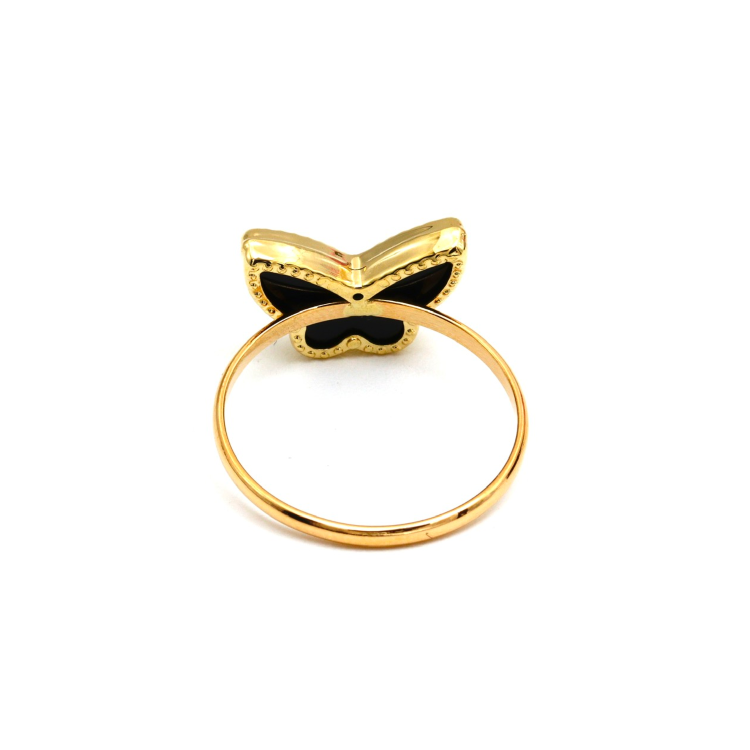 Real Gold GZVC Butterfly Black Ring 0115-1YZ (SIZE 7.5) R2370