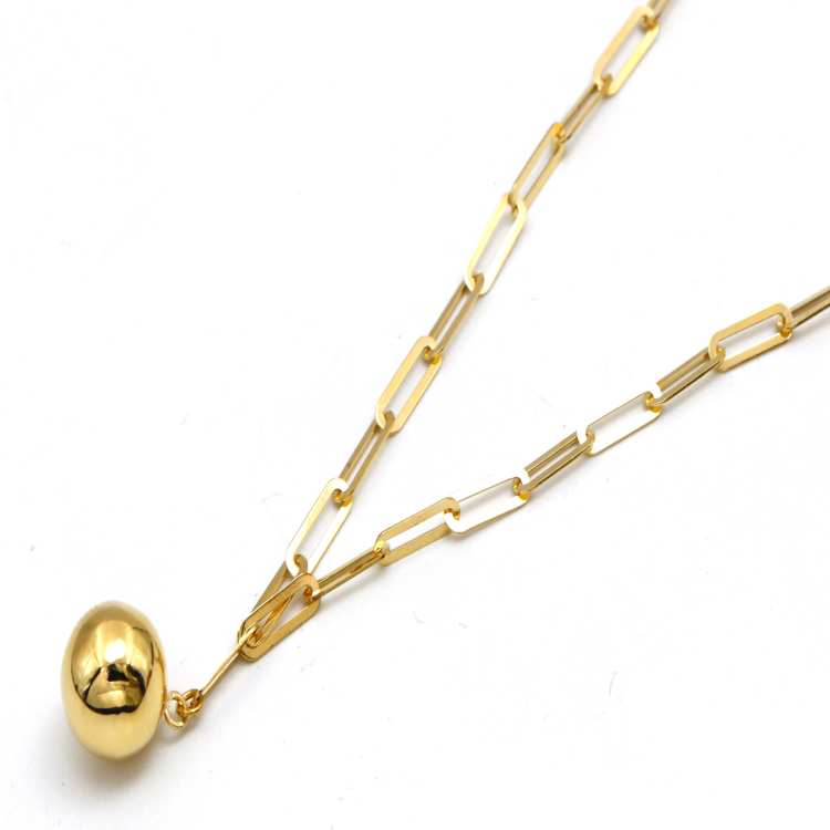 Real Gold 10 MM Ball Full Paper Clip Chain Necklace 1333 N1393