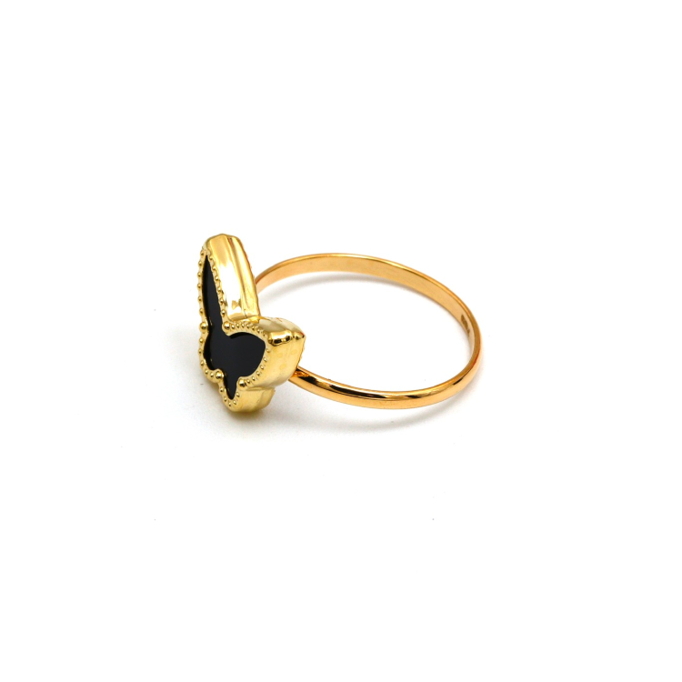 Real Gold GZVC Butterfly Black Ring 0115-1YZ (SIZE 7.5) R2370