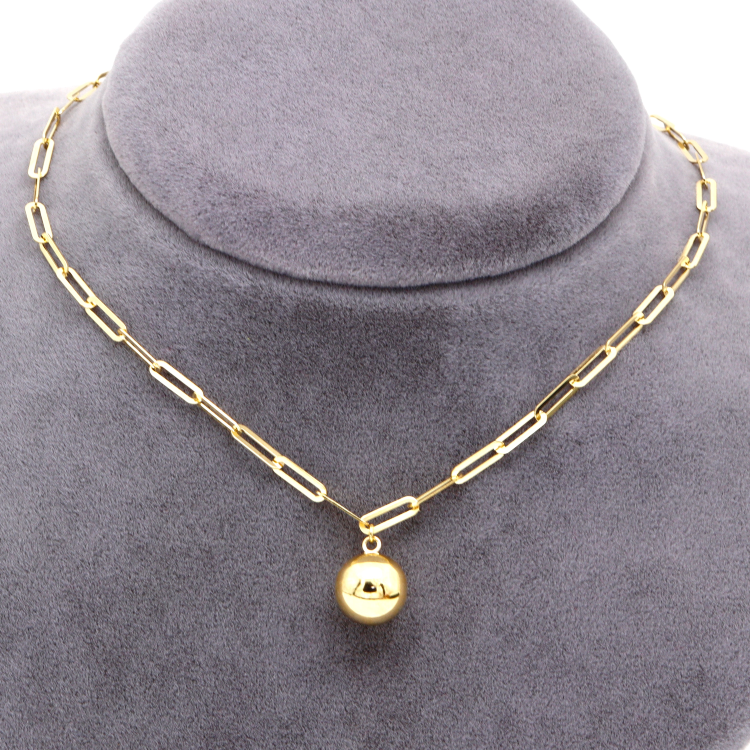 Real Gold 10 MM Ball Full Paper Clip Chain Necklace 1333 N1393
