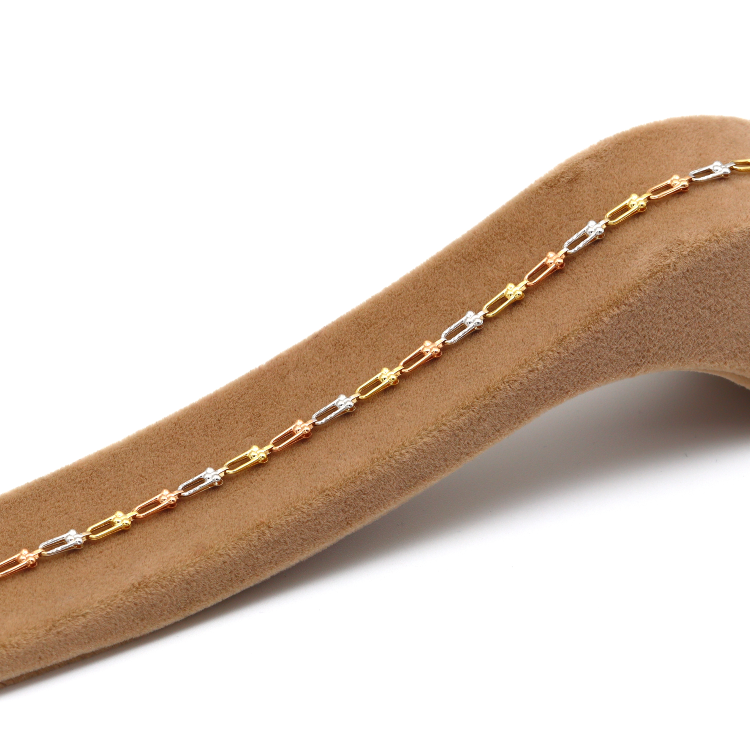 Real Gold GZTF 3 Color Hardware Solid Chain Bracelet TC-4566 (18 C.M) BR1643