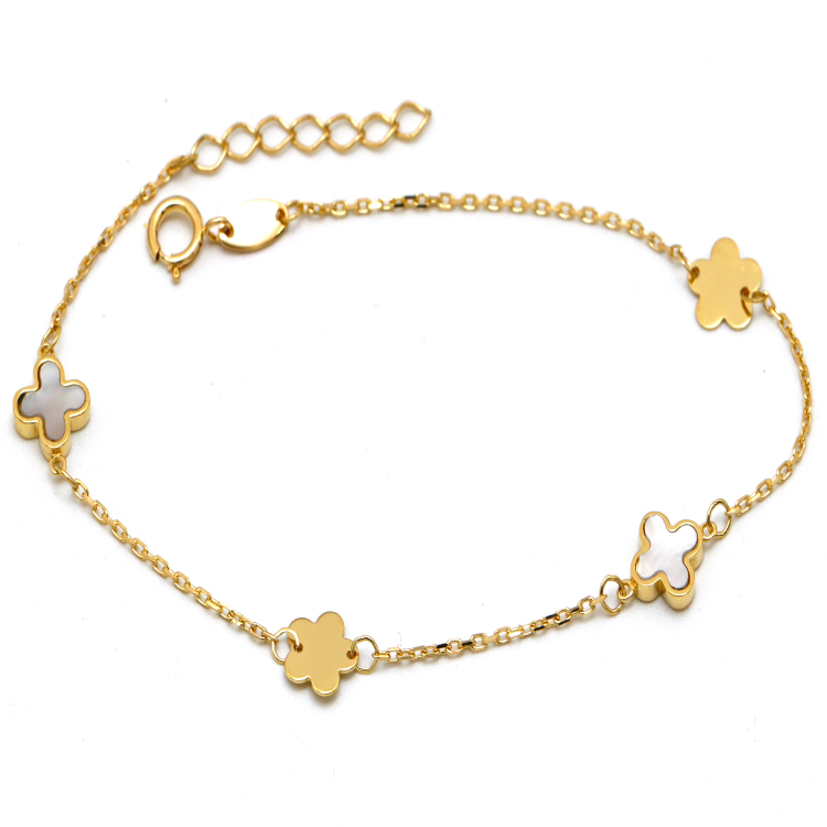 Real Gold GZVC Clover With Flower Butterfly Adjustable Size Bracelet 0750 BR1625