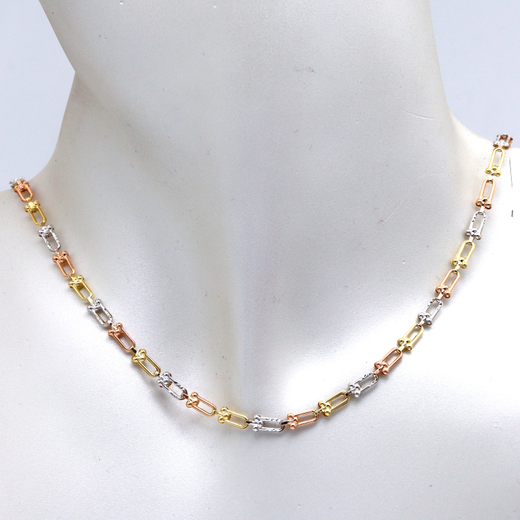 Real Gold GZTF 3 Color Hardware Solid Chain Necklace TC-4566 (50 C.M) CH1247