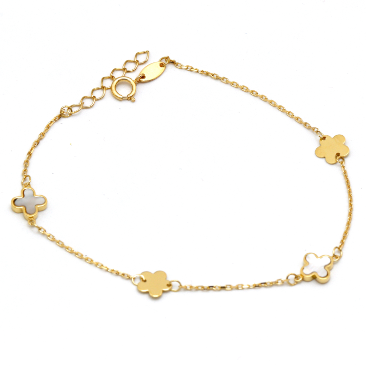 Real Gold GZVC Clover With Flower Butterfly Adjustable Size Bracelet 0750 BR1625
