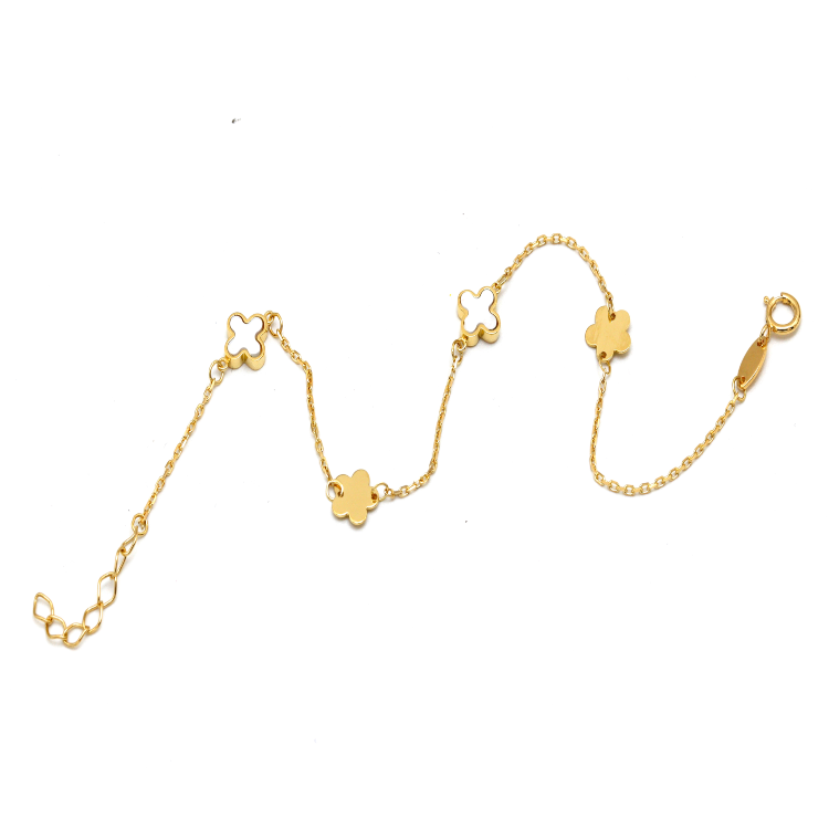 Real Gold GZVC Clover With Flower Butterfly Adjustable Size Bracelet 0750 BR1625
