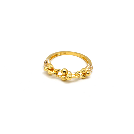 Real Gold GZTF Bubble Hardware Stone Ring 0796 (SIZE 7) R2382
