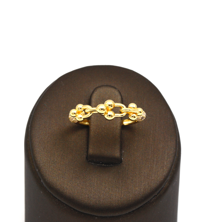 Real Gold GZTF Bubble Hardware Stone Ring 0796 (SIZE 7) R2382