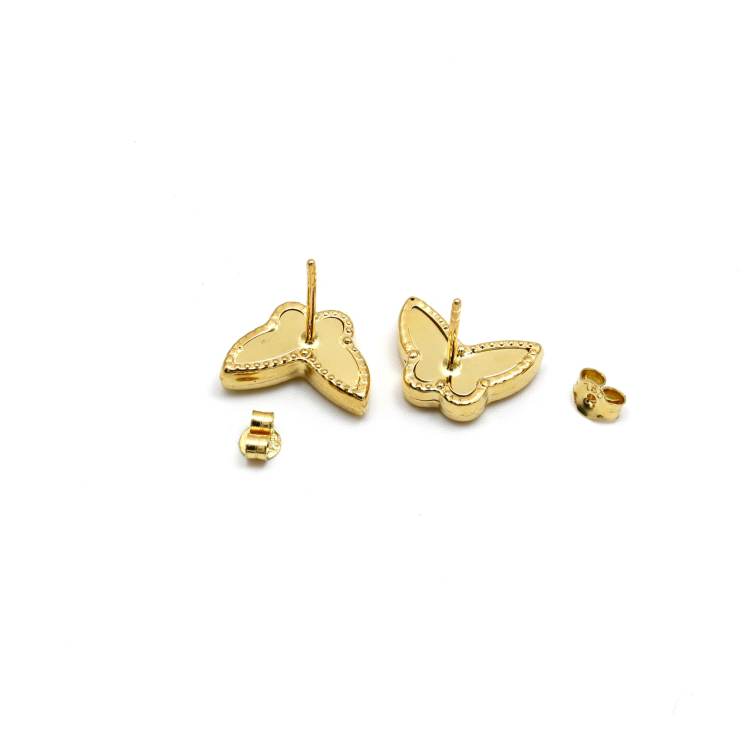 Real Gold GZVC Butterfly Black Pearl Earring Set 0115-1PK E1802