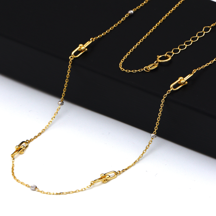 Real Gold GZTF 2 Color Small Hardware With Beads Balls Necklace 8875 N1371