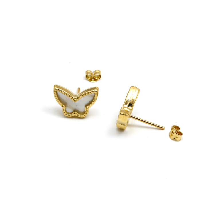 Real Gold GZVC Butterfly Pearl Earring Set 0115-2PK E1801
